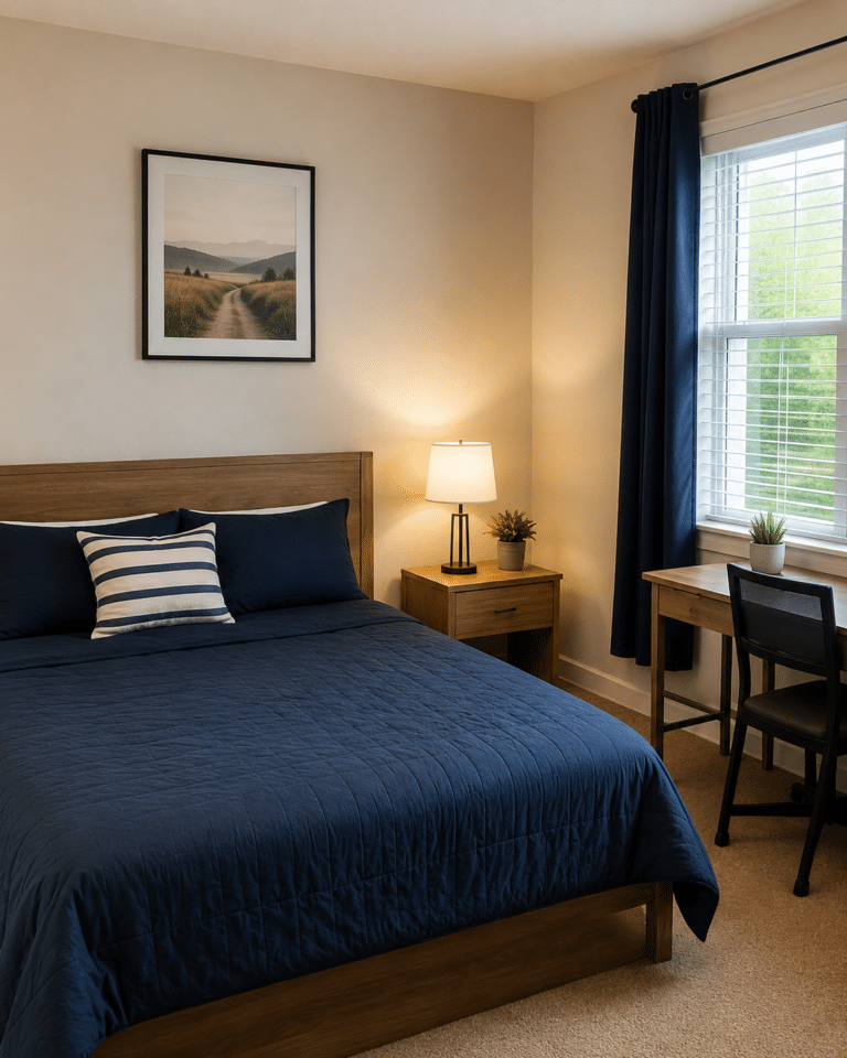 Admissions Furnished sober living bedroom prepared for a new resident